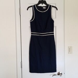 J Crew navy dress with white scallop piping Size 00